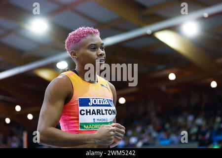 DEVYNNE CHARLTON (BAH) participe à la finale féminine du 60m haies lors du World Athletics Indoor Tour Gold Madrid 24 le 23 février 2024 au Polideportivo Gallur à Madrid, Espagne Banque D'Images