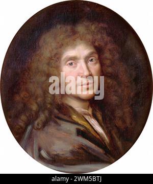 Molière (Jean-Baptiste Poquelin, 1622-1673), portrait du dramaturge, acteur et poète français à l'huile sur toile par Pierre Mignard, vers 1658 Banque D'Images