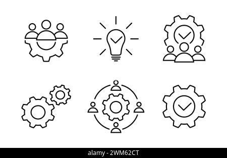 Icônes de leadership, de créativité, de processus, de brainstorming Illustration de Vecteur