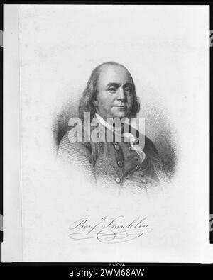 Benjamin Franklin, half-length portrait, faisant face à droite) - Etch. par H.B. Hall, N.Y., 1879 Banque D'Images