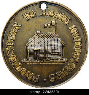 Benjamin Harrison Levi Morton Jugate Political Campaign Token Log Cabin (1888) Stevehayden 02. Banque D'Images