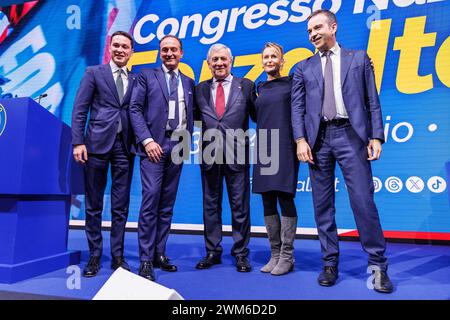 Roma, Italie. 24 février 2024. Foto Roberto Monaldo/LaPresse24-02-2024 Roma Politica Congresso nazionale di Forza Italia Nella foto Stefano Benigni, Alberto Cirio, Antonio Tajani, Debora Bergamini, Simone Occhiuto 24-02-2024 Rome (Italie) Politica Forza Italia parti national Congress in the pic Stefano Benigni, Alberto Cirio, Antonio Tajani, Debora Bergamini, Simone Occhiuto crédit : LaPresse/Alamy Live News Banque D'Images