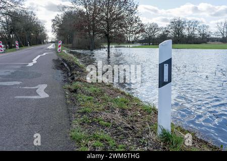 Prairies inondées dans l'Altmark, Saxe-Anhalt, Allemagne Banque D'Images