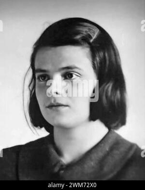 Sophie Scholl. Portrait de l'étudiante allemande et militante politique anti-nazie, Sophia Magdalena Scholl (1921-1943) Banque D'Images