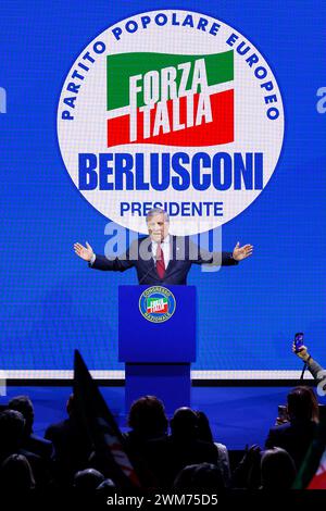 Roma, Italie. 24 février 2024. Foto Roberto Monaldo/LaPresse 24-02-2024 Roma Politica Congresso nazionale di Forza Italia Nella foto Antonio Tajani 24-02-2024 Rome (Italie) politique Forza Italia parti Congrès national dans la photo Antonio Tajani crédit : LaPresse/Alamy Live News Banque D'Images