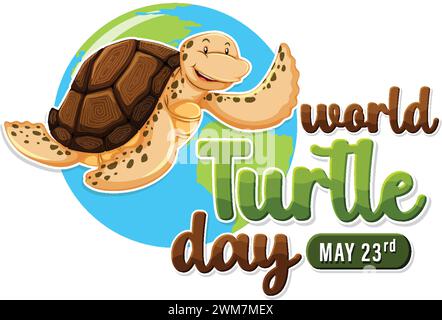 Tortue joyeuse célébrant la Journée mondiale des tortues Illustration de Vecteur