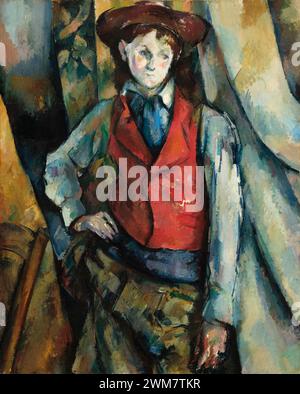 Garçon dans un gilet rouge. Paul Cézanne. c1888-1890. Banque D'Images