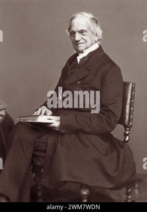 Portrait d'Adam Sedgwick (1785-1873), fondateur de la géologie moderne qui a proposé les périodes géologiques du Dévonien et du Cambrien (explosion cambrienne). Bien que mentor du jeune Charles Darwin, Sedgwick s'oppose à la nature matérialiste de la théorie de l'évolution de Darwin par sélection naturelle. Banque D'Images