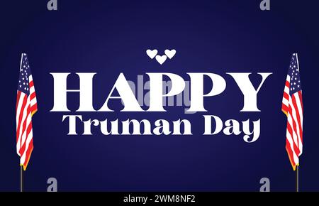 Happy Truman Day texte élégant avec design d'illustration de fond de drapeau des états-unis Illustration de Vecteur