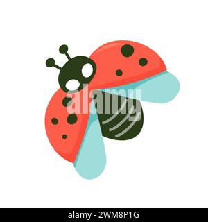 Mignonne coccinelle rouge. Illustration plate simple isolée Illustration de Vecteur