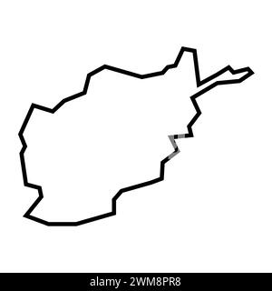 Afghanistan Country silhouette épaisse de contour noir. Carte simplifiée. Icône de vecteur isolé sur fond blanc. Illustration de Vecteur