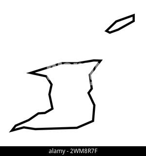 UndefinedTrinité-et-Tobago pays épaisse silhouette de contour noir. Carte simplifiée. Icône de vecteur isolé sur fond blanc. Illustration de Vecteur