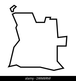 Angola Country silhouette épaisse de contour noir. Carte simplifiée. Icône de vecteur isolé sur fond blanc. Illustration de Vecteur