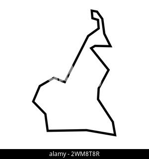 Cameroun pays épais silhouette de contour noir. Carte simplifiée. Icône de vecteur isolé sur fond blanc. Illustration de Vecteur