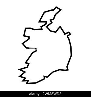 Irlande Country silhouette épaisse de contour noir. Carte simplifiée. Icône de vecteur isolé sur fond blanc. Illustration de Vecteur