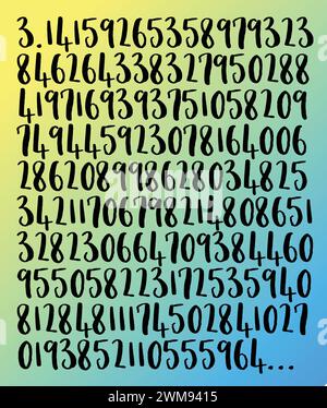 nombre pi 3,1415 avec 140 décimales, mathématiques et concept de jour pi Illustration de Vecteur
