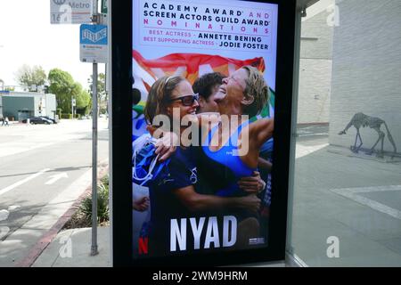 Los Angeles, Californie, USA 23 février 2024 Annette Bening et Jodie Foster NYAD Billboard sur Sunset Blvd le 23 février 2024 à Los Angeles, Californie, USA. Photo de Barry King/Alamy Stock photo Banque D'Images