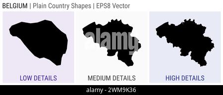 Belgique - forme de pays simple. Cartes détaillées basses, moyennes et hautes de la Belgique. Illustration vectorielle EPS8. Illustration de Vecteur