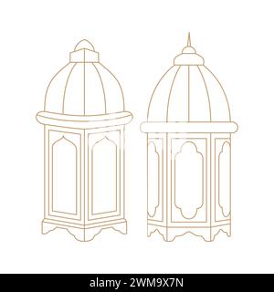 Silhouette de vecteur d'ornement de lanterne arabe Illustration de Vecteur