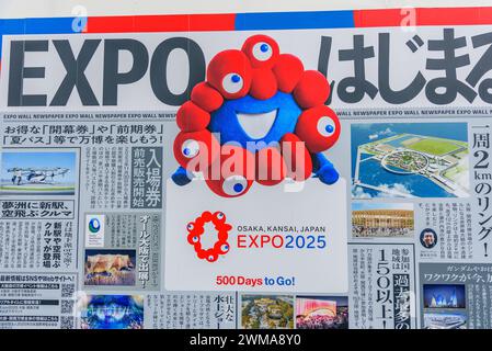 Affiche promouvant l'exposition universelle d'Osaka en 2025 à Osaka Japon le 15 février 2024 Banque D'Images