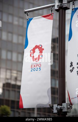 Bannière de promotion de l'exposition universelle d'Osaka en 2025 à Osaka Japon le 15 février 2024 Banque D'Images