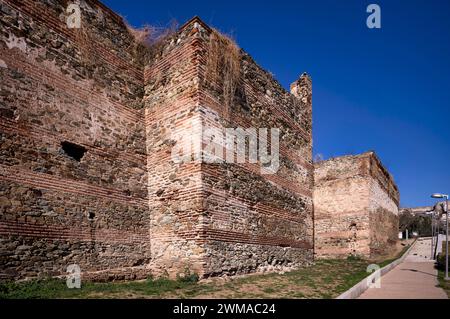 Mur de la ville byzantine orientale, Acropole, vieille ville, haute ville, Thessalonique, Macédoine, Grèce Banque D'Images