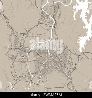 Carte de Daejeon, Corée du Sud. Vecteur ville Street map, zone municipale. Illustration de Vecteur