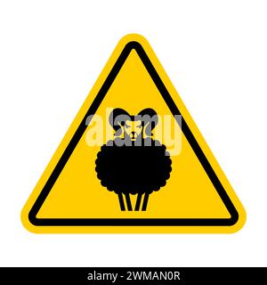 Attention RAM. Panneau routier jaune. Attention aux moutons Illustration de Vecteur