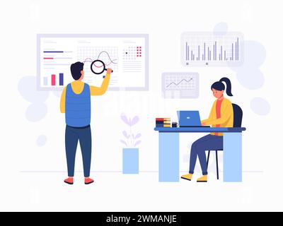 Analyse du marché. Prévisions financières, prévisions de tendances et analyses de stratégie commerciale Illustration de Vecteur