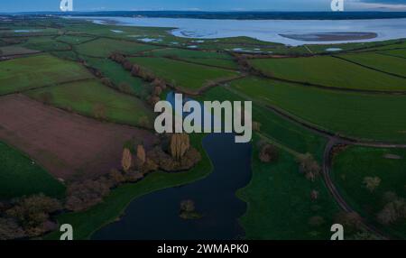 Pleine lune sur l'estuaire de Severn à Lydney, Gloucestershire.UK Banque D'Images