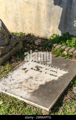 Tombe de l'écrivain anglais Violet Trefusis dans le Cimitero Evangelico agli Allori, quartier Galluzzo de Florence, Toscane, Italie Banque D'Images