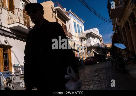 Grèce, Golfe Saronique, Western Sporades, Aegina sur 2023-01-13. L'île d'Egine dans le golfe Saronique, une ville athénienne au coeur de la mer Égée se Banque D'Images