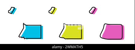 Contour noir de pays de Guinée équatoriale et silhouettes de pays colorées dans trois niveaux différents de douceur. Cartes simplifiées. Icônes vectorielles isolées sur fond blanc. Illustration de Vecteur