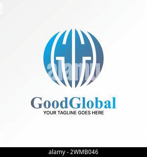 Conception de logo concept graphique créatif premium abstrait vecteur stock lettre initiale GG ligne police sur globe wolrd lié à l'orbite terrestre du plan de sphère Illustration de Vecteur