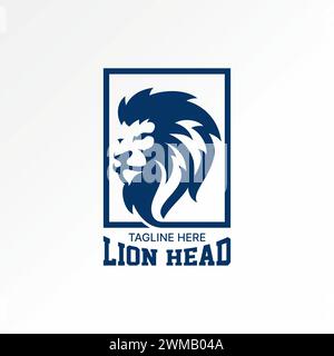 Conception de logo concept graphique créatif premium vecteur stock abstrait signe côté tête de face dorée lion leo zodiac. Lié à la jungle animalière en colère Illustration de Vecteur