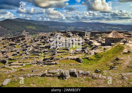 Celtic village, sur la montagne Santa Tecla, Castro de Santa Trega, Orense, Pontevedra, Galice, Espagne Banque D'Images