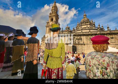 Folklore galicien, Fête de Santiago, juillet 25, Catedral, Praza da Quintana, Saint-Jacques-de-Compostelle, a province de Coruña, Galice, Espagne Banque D'Images