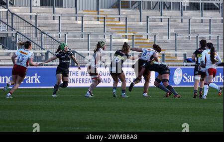 Exeter, Devon, Royaume-Uni. 24 février 2024. Allianz Premiership Women's Rugby : Exeter Chiefs v Harlequins Women at Sandy Park, Exeter, Devon, Royaume-Uni. Photo : crédit : Nidpor/Alamy Live News Banque D'Images