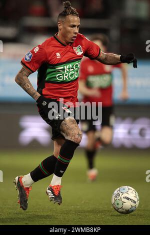 NIMÈGUE - Tjaronn Chery de NEC Nimègue lors du match néerlandais Eredivisie entre NEC Nimègue et Sparta Rotterdam au de Goffert le 24 février 2024 à Nimègue, pays-Bas. ANP JEROEN PUTMANS Banque D'Images