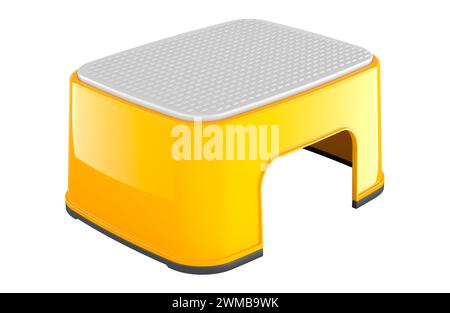 Tabouret d'étape pour enfant en bas âge pour la formation de pot de toilette ou pour l'évier de salle de bain. Rendu 3D isolé sur fond blanc Banque D'Images