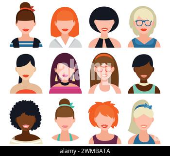 Ensemble d'avatar de personnes ensemble d'illustrations vectorielles colorées de style plat Illustration de Vecteur