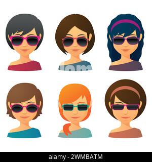 Ensemble d'avatar de personnes ensemble d'illustrations vectorielles colorées de style plat Illustration de Vecteur