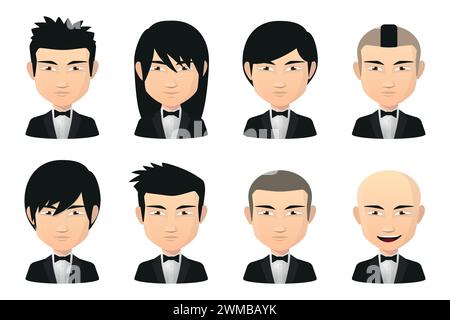 Ensemble d'avatar de personnes ensemble d'illustrations vectorielles colorées de style plat Illustration de Vecteur