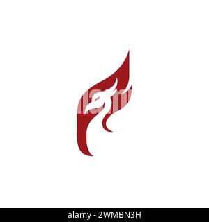 P logo Phoenix. Conception du logo oiseau. Icône de la lettre P. Illustration de Vecteur
