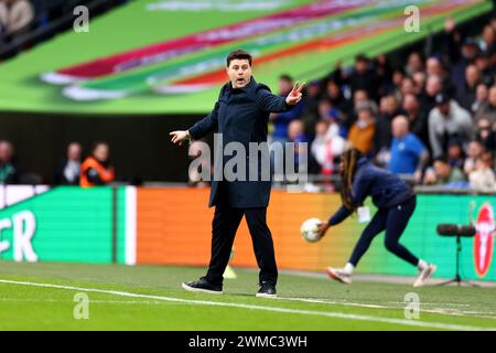 Stade de Wembley, Londres, Royaume-Uni. 25 février 2024. Carabao League Cup final Football, Chelsea contre Liverpool ; Chelsea Manager Mauricio Pochettino crédit : action plus Sports/Alamy Live News Banque D'Images