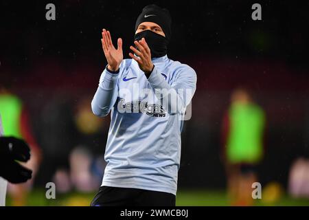 Lecce, Italie. 25 février 2024. Foto Giovanni Evangelista/LaPresse 25 Febbraio 2024 Lecce, Italia - sport, calcio - U.S. Lecce vs F.C. Inter - Campionato Serie A TIM 2023/24 - Stadio E. Giardiniero - via del Mare. Nella foto : Nicolo Barella (FC Internazionale Milano)pic Giovanni Evangelista/LaPresse février 25 2024 Lecce, Italie - sport, football - U.S. Lecce vs F.C. Inter - championnat italien série A TIM 2023/24- E. Giardiniero - via del Mare Stadium. Sur la photo : Nicolo Barella (FC Internazionale Milano) crédit : LaPresse/Alamy Live News Banque D'Images