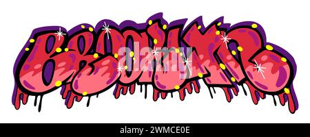 Graffiti de Brooklyn. Graphique urbain ou autocollant de texte. Panneau de vêtements de New York. Imprimé NYC Underground. Culture de la ville. Lettres de peinture au pistolet. Éclaboussures d'encre. Peinture murale. Vector ny grunge design Illustration de Vecteur