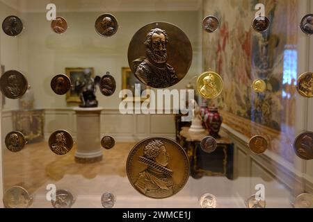 Les médailles européennes des XVIIe et XVIIIe siècles sont exposées à la National Gallery of Art. Washington DC. ÉTATS-UNIS Banque D'Images
