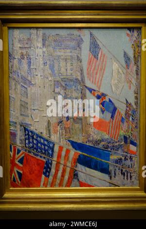 Peinture à l'huile 'Allies Day, May 1917' par l'artiste américain Childe Hassam exposé dans la National Gallery of Art.Washington DC. ÉTATS-UNIS Banque D'Images