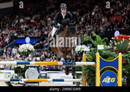 Gothenburg, Suède. 25 février 2024. Pieter Clemens de Belgique avec Emmerton lors de la CSI5*-W Longines FEI Jumping World Cup™ présentée par Volkswagen au Gothenburg Horse Show le 25 février 2024, Scandinavium, Suède (photo de Maxime David - MXIMD Pictures) crédit : MXIMD Pictures/Alamy Live News Banque D'Images